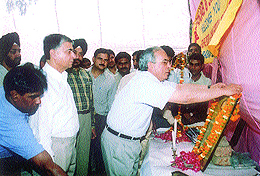 Punjab & Sind Bank Director V. K. Chopra during a function to celebrate the birth anniversary of Baba Saheb Dr Bhim Rao Ambedkar in the Capital on Friday.