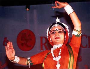 Dona Ganguly, renowned Odissi dancer and wife of Indian cricket captain Sourav Ganguly, performs on the occasion of Bengali New Year in Kolkata