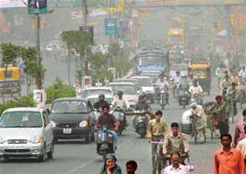 Regardless of poor visibility due to dust clouds in Ludhiana residents remained on the move on Saturday