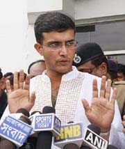 Indian captain Sourav Ganguly speaks to the media on his arrival at the airport in Kolkata on Sunday