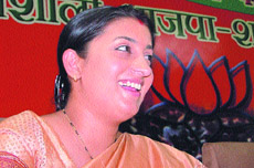BJP candidate from Chandni Chowk, Smriti Irani, addressing  a Press conference in the Capital on Monday.