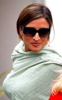 Rebecca Loos, former personal assistant to English soccer star David Beckham, arrives at a London television studio for an interview on Monday