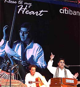 Noted ghazal singer Jagjit Singh performs at a concert in New Jersey's Ritz Theater 