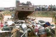 The ill-fated truck of the ITBP that overturned near Hambran