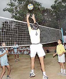 The final match of the ISCE Inter School Volleyball meet in progress between Tender Heart School, Sector 33, and St. Stephen�s School, Sector 45, in Chandigarh