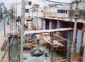 A commercial complex coming up at Gandhi Colony in the Model Gram locality in Ludhiana. 