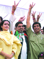 Lok Sabha candidate from Sadar Jagdish Tytler with his supporters at the inauguration of his central election office in the Capital on Wednesday.