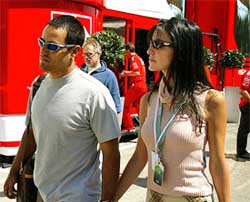 BMW Williams Formula One driver Juan Pablo Montoya and his wife Connie