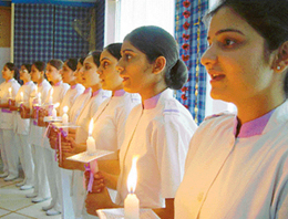 The first batch of nurses take the Nightingale pledge at the Fortis School of Nursing in Mohali on Saturday.