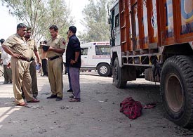 The spot where a child was killed in an accident near Baldev Nagar, Ambala, on Sunday