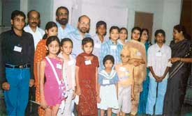 Dr J.L. Joshi, Dr John Abraham and Dr S.N. Tiwari with diabetic children at CMCH, Ludhiana