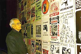 Indian Vice-President Bhairon Singh Shekhawat looks at Apartheid era posters at the Apartheid Museum in Johannesburg on Monday