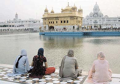 A view of the holy sarover of Golden Temple after the completion of Kar Sewa and installation of water treatment plant