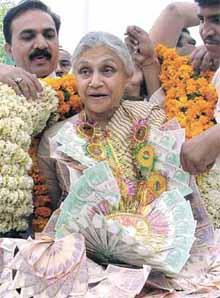 Chief Minister of Delhi Sheila Dikshit at her residence during a welcome function in the Capital on Wednesday. 