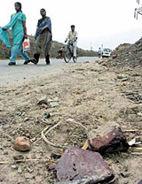 The site of the bloody encounter in North Delhi in which two hardcore criminals were killed on Thursday. 