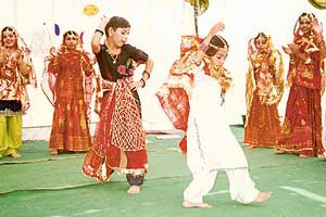 Students of Kendriya Vidyalaya , Dappar, present a dance at the annual day function of the school on Friday. 