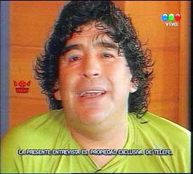 Maradona talks with television entertainer Susana Gimenez on Friday in Buenos Aires, Argentina, in this image made from television