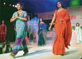 Contenders for the Mrs Homemaker title during a fashion show held at North Park, Panchkula