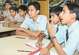 Students at an inter-school debate in British Library, Sector 9, Chandigarh