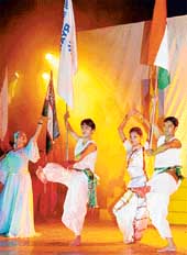 A scene from an item presented by students of Ryan International School at Tagore Theatre, Chandigarh, on Monday. 