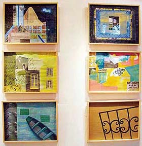 Paintings of Pampa Panwar on display at an exhibition