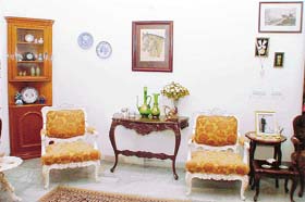 The �family den� is done up in pink and gold