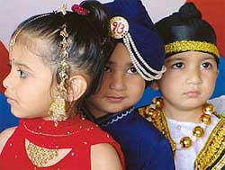 Children of Cherryfields Nursery School, Atam Nagar, participate in a fancy dress show on Wednesday.
