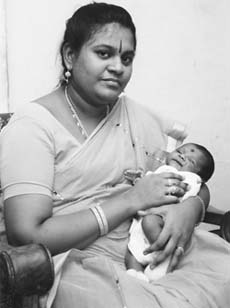 Radhika Selvi, DMK candidate, with her infant son