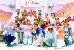 The VSPK School cricket team with the under-17 trophy after they beat RR Gymkhana in the title contest