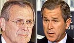 Donald Rumsfeld and George W. Bush 