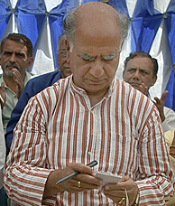 A former Union Minister, Mr Shanta Kumar, addresses a press conference in Palampur on Friday