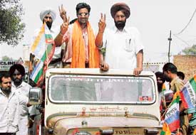 Punjabi Singer Harbhajan Mann takes part in a roadshow at Pohir village