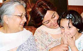 Ms Indu Malhotra with daughter Jyotsana and grand-daughter Pia
