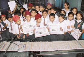 Students of Saint Soldier International School, Sector 28, Chandigarh, during their visit to The Tribune office in Chandigarh