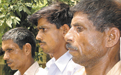 Drug and arms dealers Rajpal Singh, Pappu Singh and Mohan Lal, who were arrested by the Delhi Police Narcotics Branch in the Capital on Saturday.