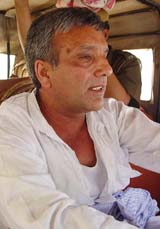 Former Haryana Revenue Minister and senior Congress leader Nirmal Singh  being taken to a police station 