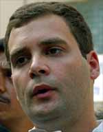 Rahul Gandhi speaks to the media after he cast his vote