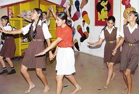 Students perform in a dance competition at Mount Carmel School, Sector 47, Chandigarh