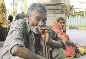 A man smoking at the railway station in Ludhiana