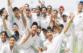Jubilant Mohali cricketers who bagged the M.L. Markan Trophy in the Punjab State Inter District Cricket Tournament that concluded in Mohali