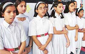 Students of Sharda Sarvhitkari Model Senior Secondary School, Sector 40, participate in an inter-school declamation contest in Chandigarh