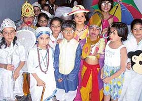 Students of Mount Carmel School, Sector 47, at a fancy dress competition at LECMA: 3BRD, Air Force Station, Chandigarh