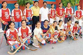 Roller hockey players of the Shishu Niketan Club, Sector 22, who will leave Chandigarh tomorrow for the 41st National Roller Skating meet at Visakhapatnam