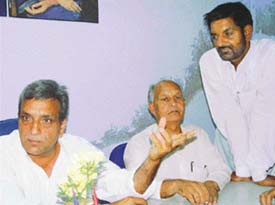 Former Haryana minister and senior Congress leader Nirmal Singh talks to mediapersons in Ambala on Monday.