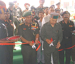 The Chief of Army Staff, Gen N. C. Vij, and the Himachal Chief Minister, Mr Virbhadra Singh, inaugurate a polyclinic in Hamirpur on Tuesday.