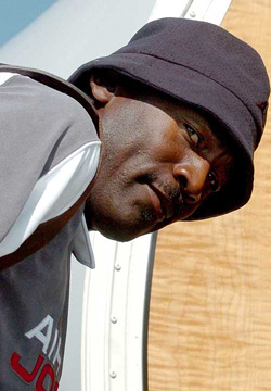 NBA legend Michael Jordan arrives at Beijing airport to board a plane for Guangdong