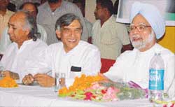 Dr Manmohan Singh with Mr Pawan Kumar Bansal in Chandigarh. 