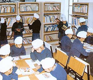 A view of the school library.