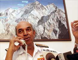The Chief of Naval Staff, Admiral Madhvendra Singh, at a Press conference