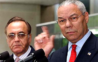 US Secretary of State Colin Powell with Pakistan Foreign Minister Kasheed Kasuri